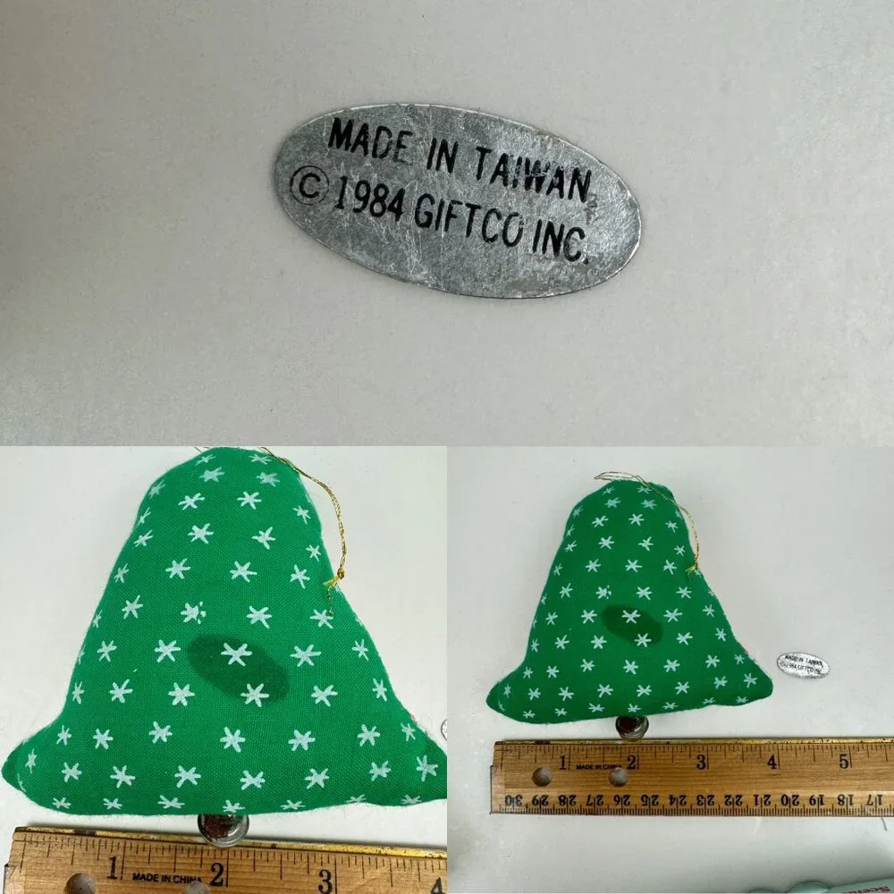 Vtg‎ 1984 Calico Christmas Scented Cloth Ornament Bell Shape w Original Box READ
